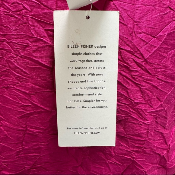 🥳HP!🔥Eileen Fisher Crushed Silk Dupioni Blouse Fuchsia Pink Petite Small - Picture 10 of 14